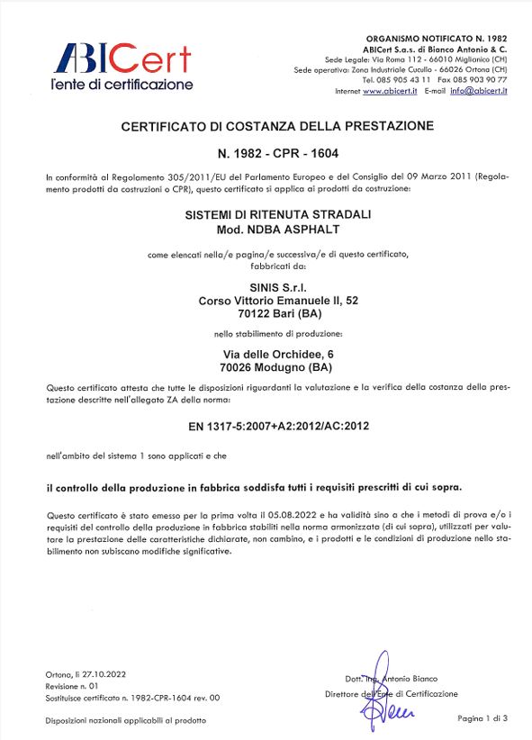 Certificato FPC DG100-20 NDBA-Asphalt