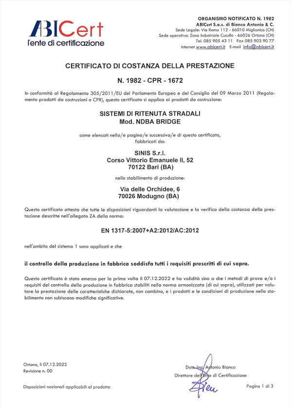 Certificato FPC DG106-21 NDBA-Bridge